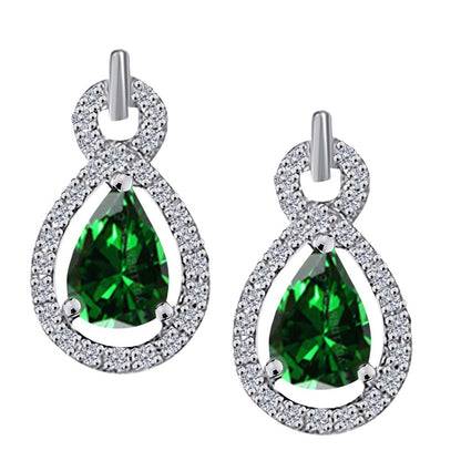 2.75 Carat Pear Shape Emerald And Natural Diamond Gemstone Stud Earrings For Women In 10K Rose White & Yellow Gold Mauli Jewels