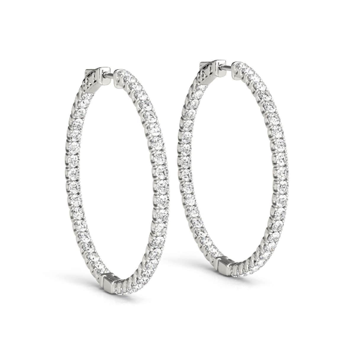 0.65 Carat Natural Diamond Hoop Earrings For Women's In 14K Solid White & Yellow Gold