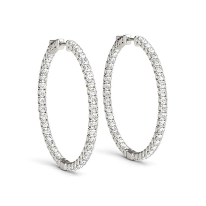 0.65 Carat Natural Diamond Hoop Earrings For Women's In 14K Solid White & Yellow Gold