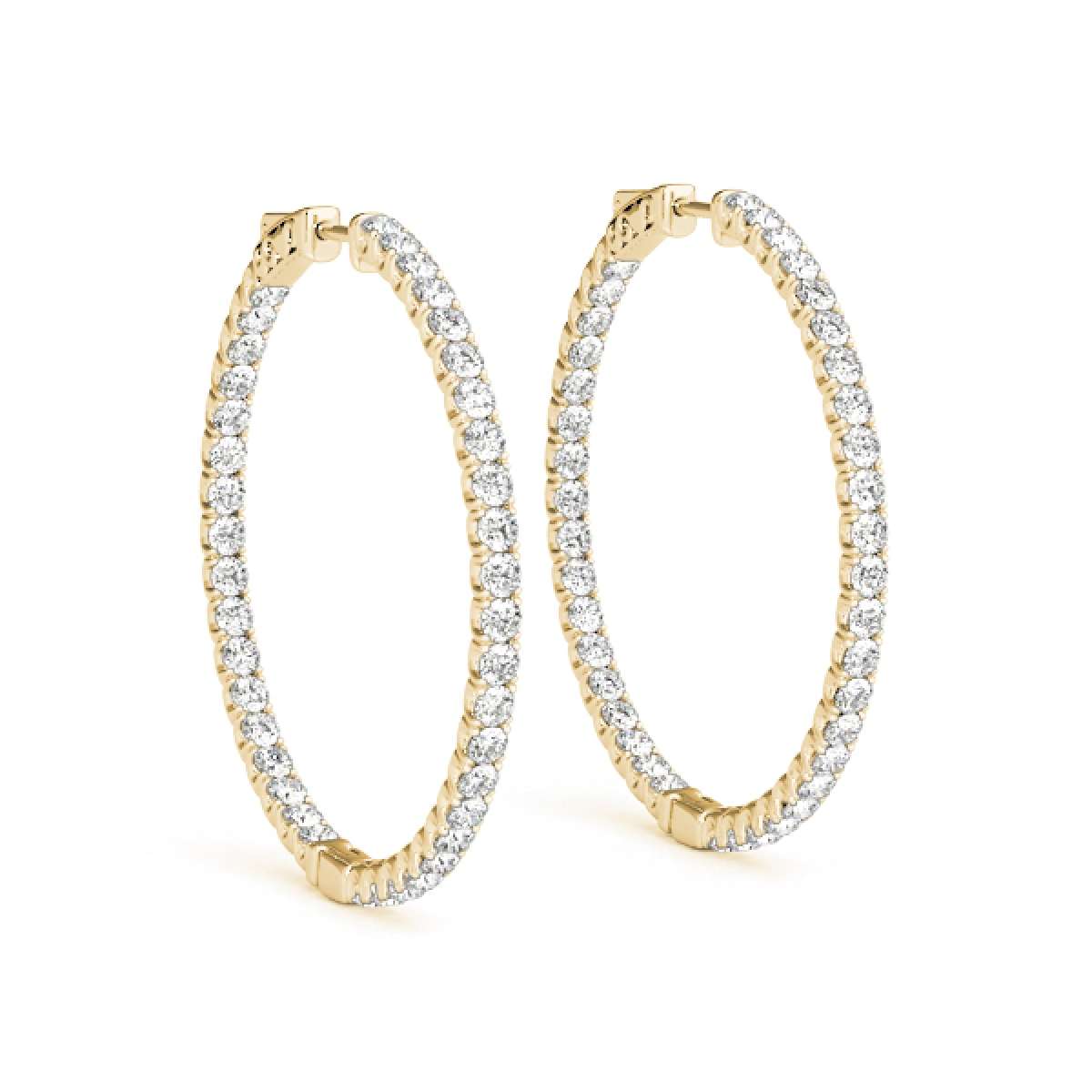 0.65 Carat Natural Diamond Hoop Earrings For Women's In 14K Solid White & Yellow Gold