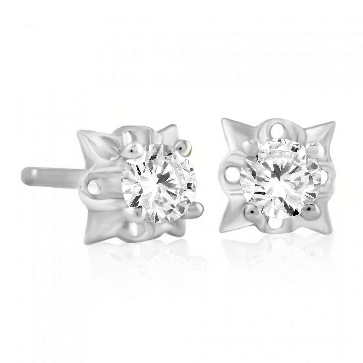 14K Rose White & Yellow Gold 1/2 Carat Natural Diamond Stud Earrings For Women With Secure Push Back