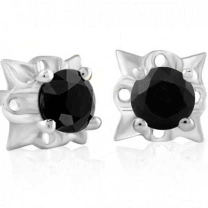 1/2 Carat Natural Black Diamond Stud Earrings For Women In 14K Rose White & Yellow Gold With Secure Backs