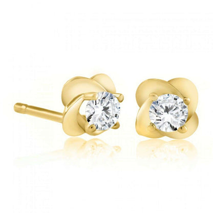 0.25 Carat Diamond Round Shape Stud Earrings For Women In 14K Rose White & Yellow Gold