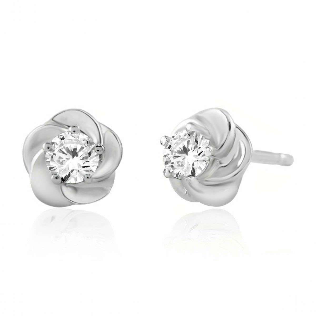 0.25 Carat Diamond Stud Earrings For Women In 14K Rose White & Yellow Gold With Secure Push Back