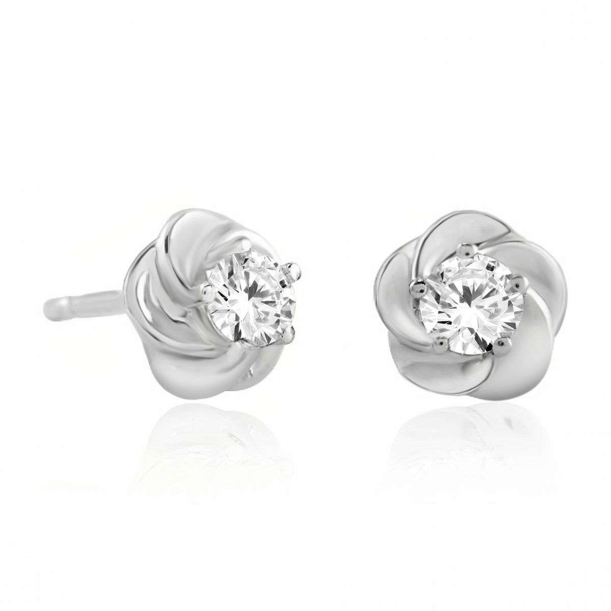 0.25 Carat Diamond Stud Earrings For Women In 14K Rose White & Yellow Gold With Secure Push Back