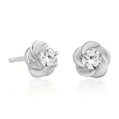 0.25 Carat Diamond Stud Earrings For Women In 14K Rose White & Yellow Gold With Secure Push Back