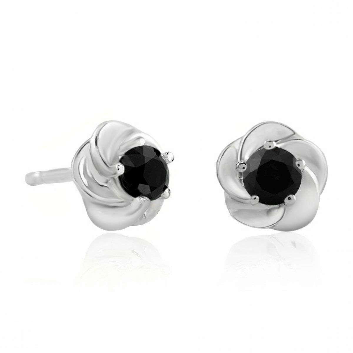 0.25 Carat Black Diamond Stud Earrings For Women with Secure Push Back In 14K Rose White & Yellow Gold