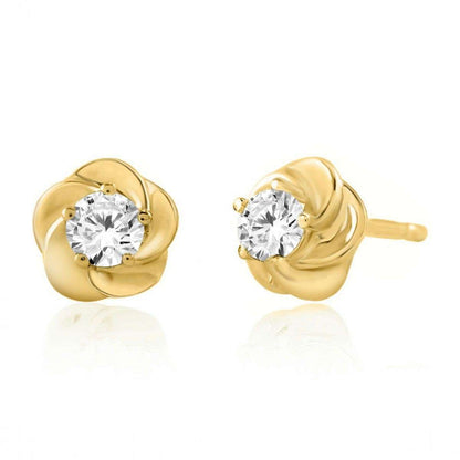 0.25 Carat Diamond Stud Earrings For Women In 14K Rose White & Yellow Gold With Secure Push Back