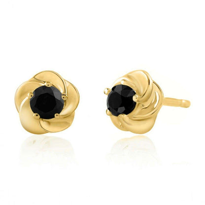 0.25 Carat Black Diamond Stud Earrings For Women with Secure Push Back In 14K Rose White & Yellow Gold