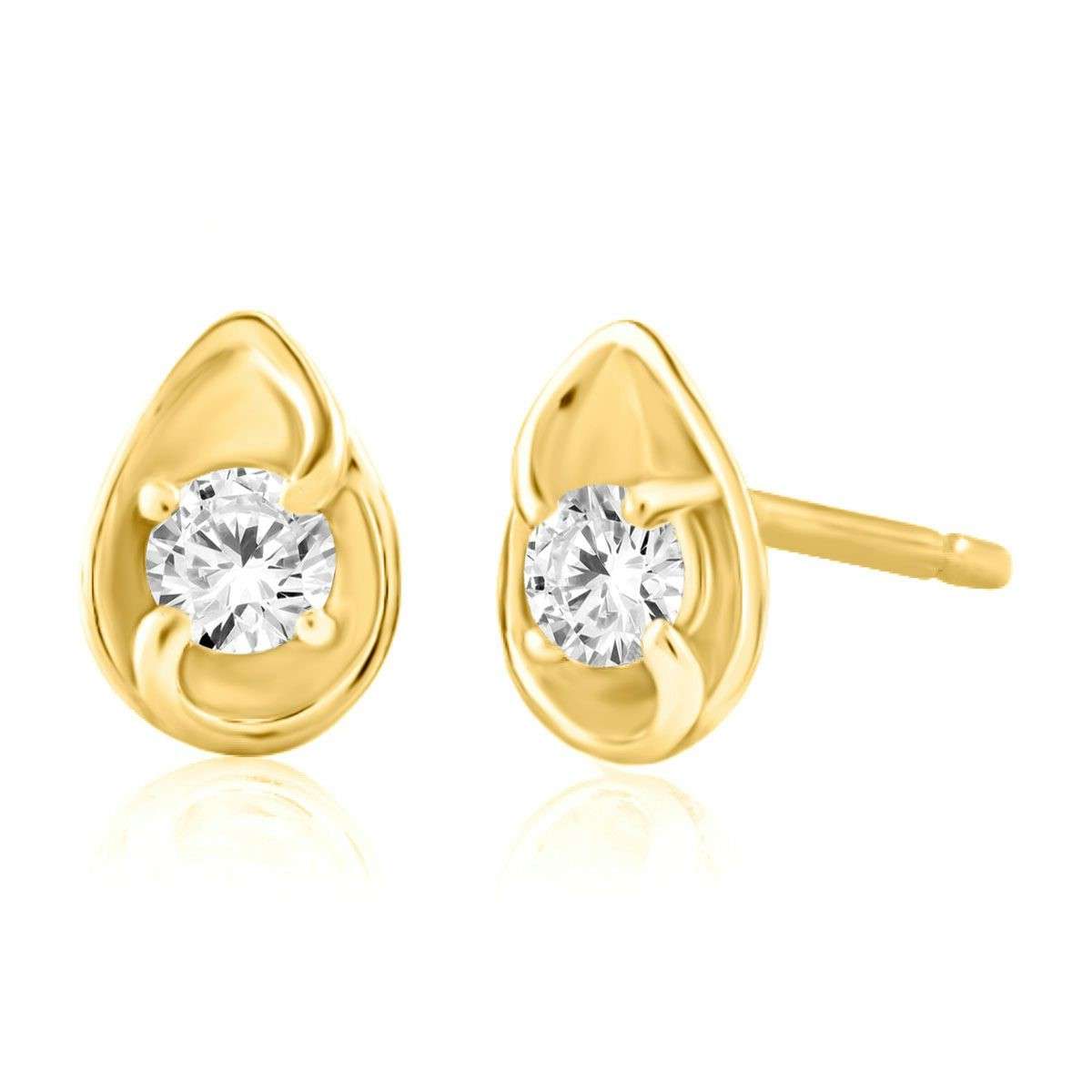 1/4 Carat Round Shape Diamond ( H-I/ I1-I2 ) Stud Earrings For Women In 14K Solid White Rose & Yellow Gold