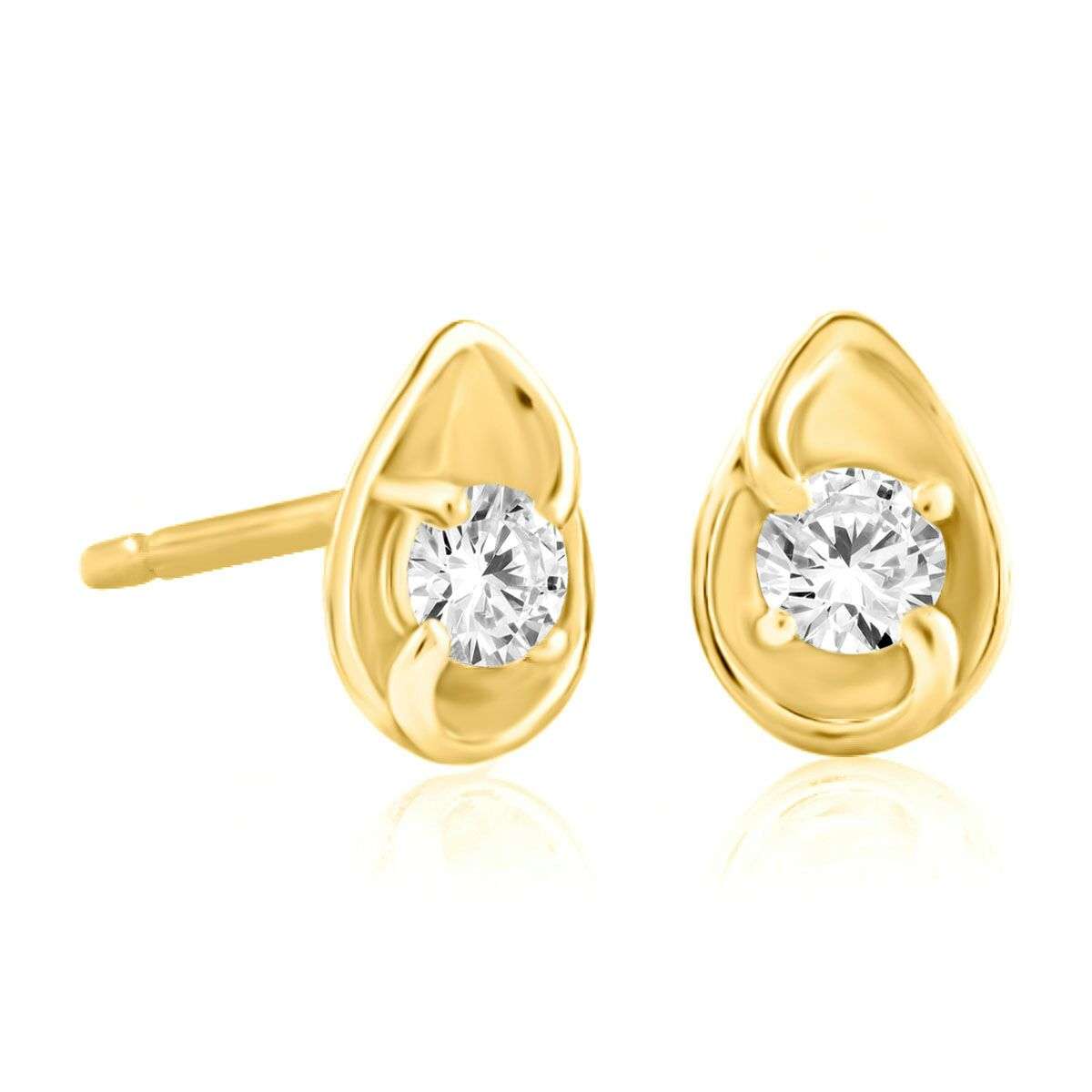 1/4 Carat Round Shape Diamond ( H-I/ I1-I2 ) Stud Earrings For Women In 14K Solid White Rose & Yellow Gold