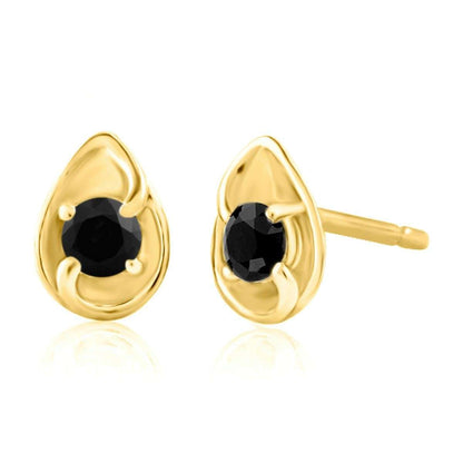 0.25 Carat Prong Set Black Diamond Pear Shape Stud Earrings For Women In 14K Rose White & Yellow Gold