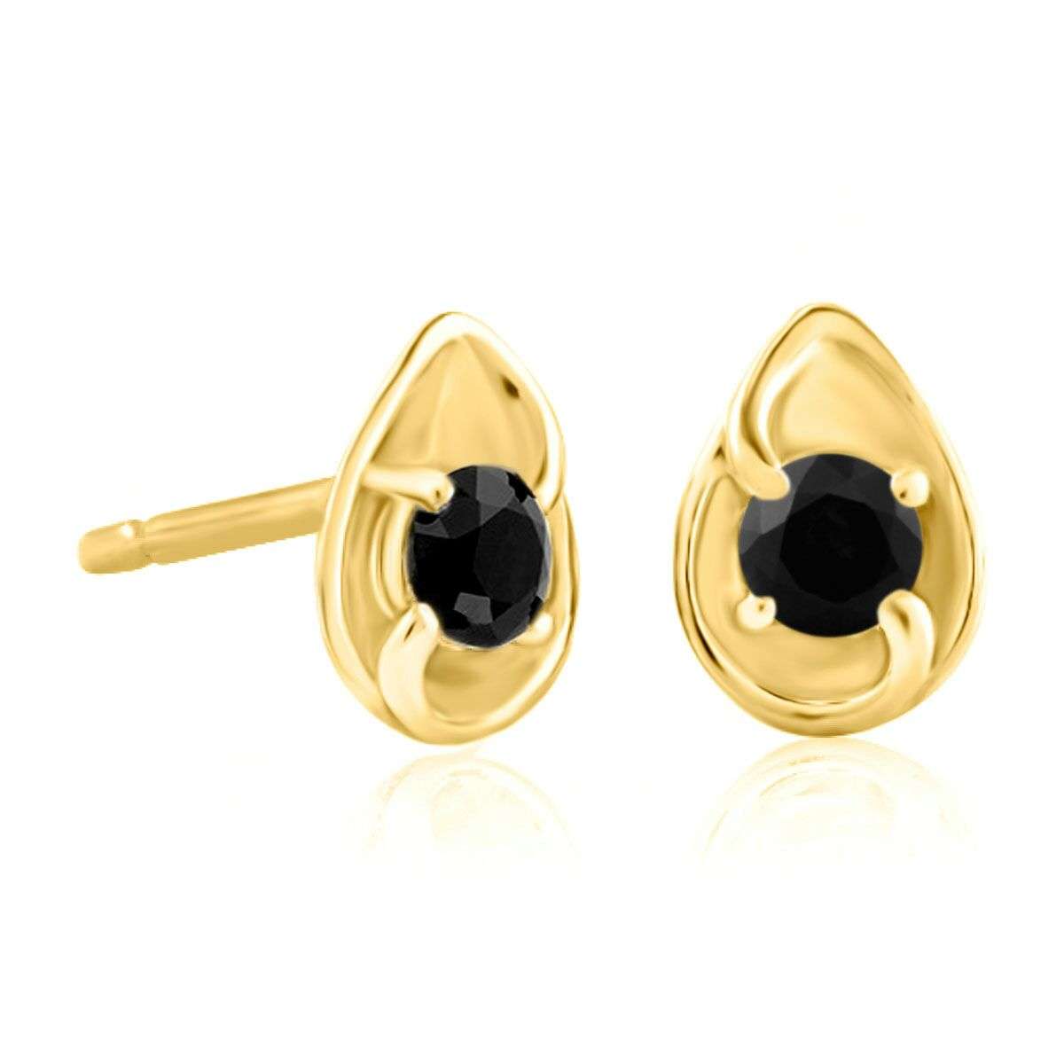 0.25 Carat Prong Set Black Diamond Pear Shape Stud Earrings for Women in 14K Rose, White & Yellow Gold Mauli Jewels