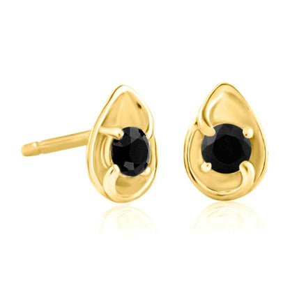 0.25 Carat Prong Set Black Diamond Pear Shape Stud Earrings for Women in 14K Rose, White & Yellow Gold Mauli Jewels