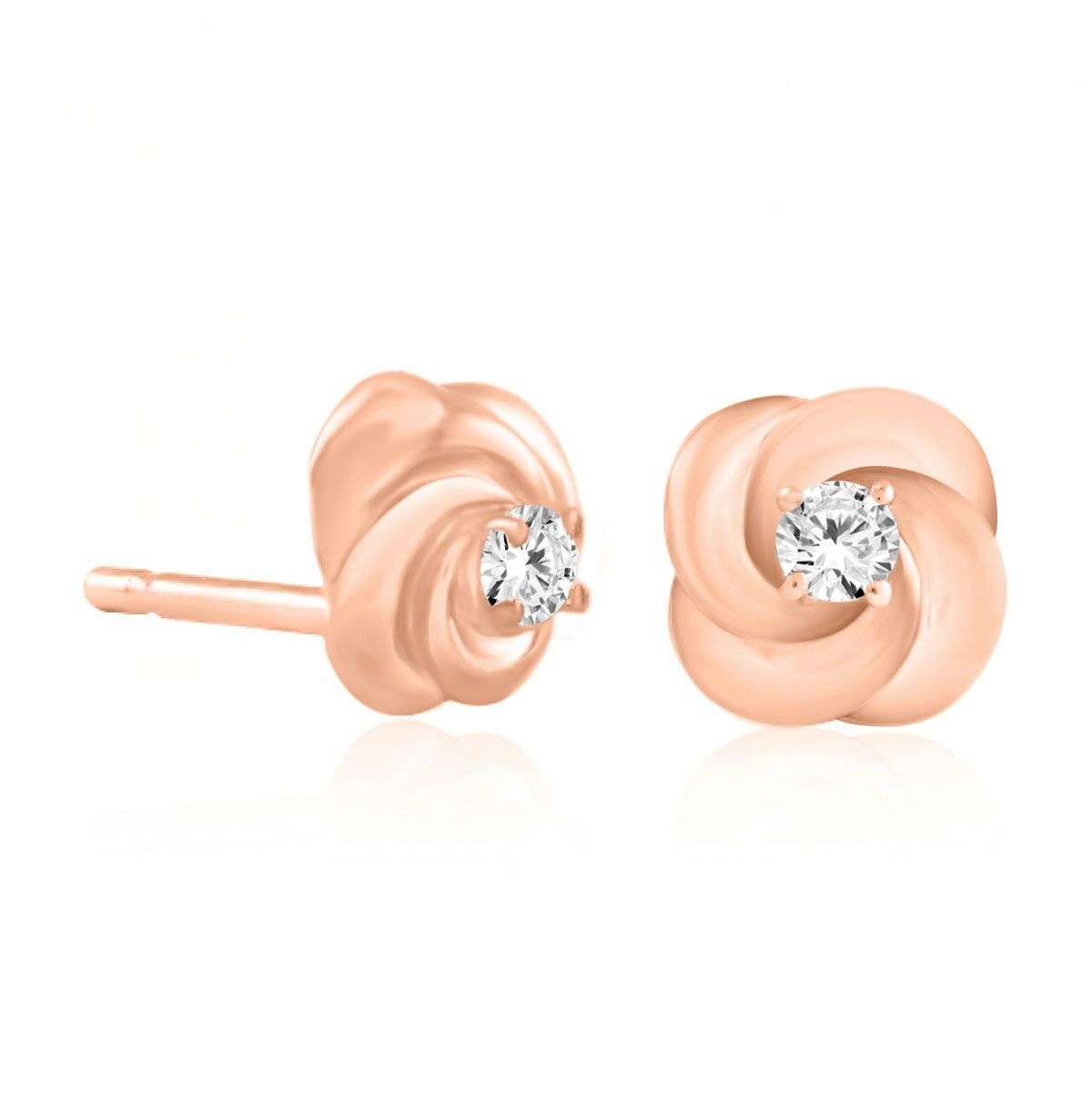 0.10 Carat Diamond Stud Earrings 14K Solid Rose White & Yellow Gold 4 Prong-Setting Genuine Diamond Mauli Jewels