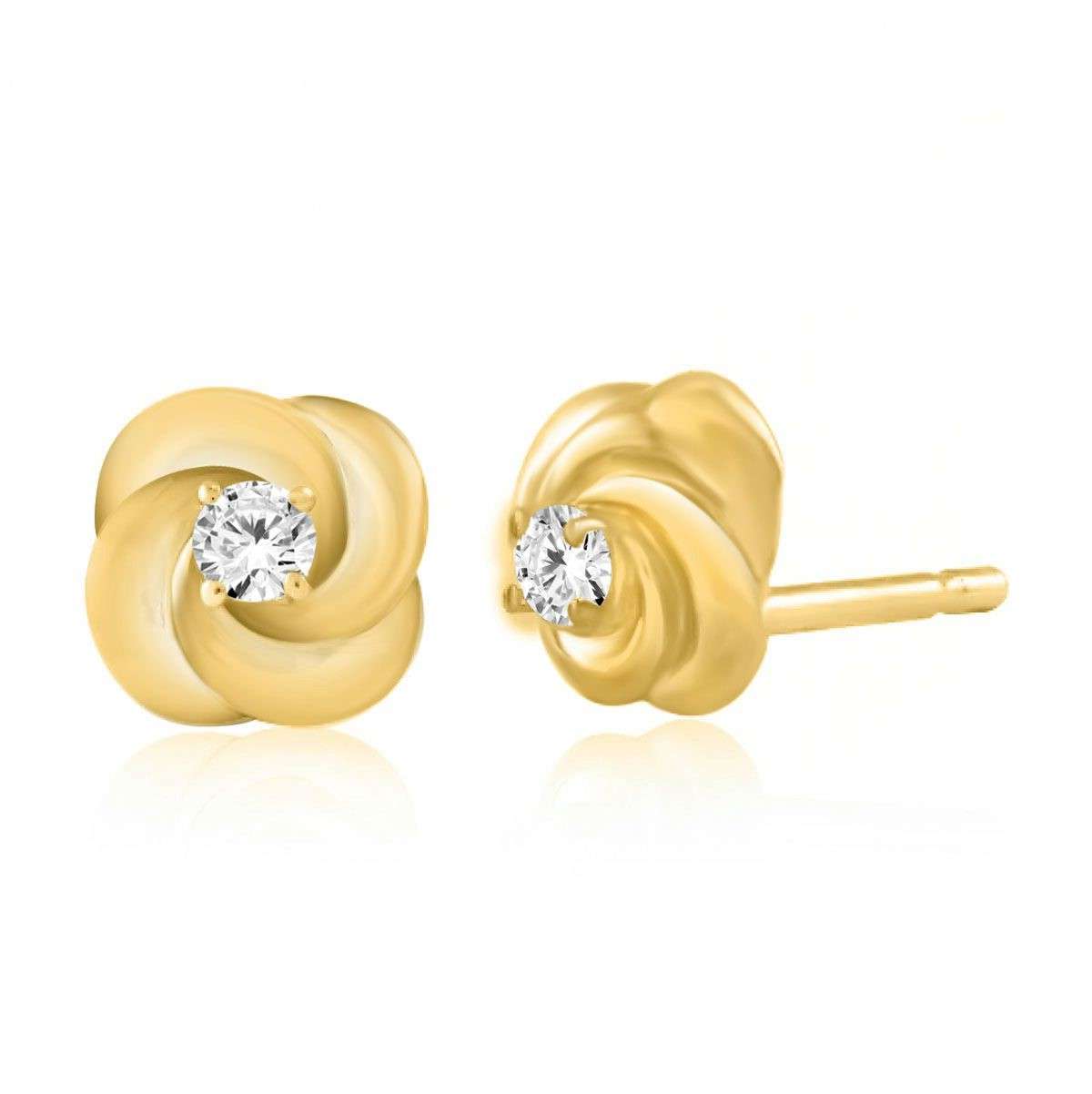 0.10 Carat Diamond Stud Earrings 14K Solid Rose White & Yellow Gold 4 Prong-Setting Genuine Diamond