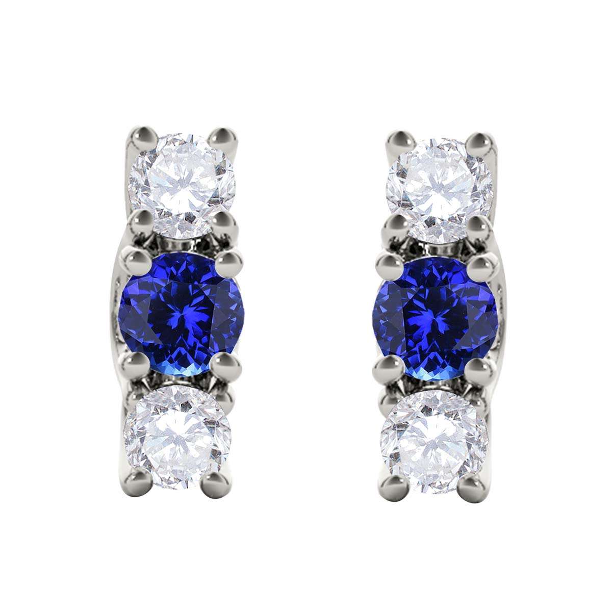 Maulijewels 1.15 Carat Diamond And Tanzanite Gemstone Stud Earrings In 10K Rose Yellow White Gold Jewelry