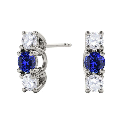 Maulijewels 1.15 Carat Diamond And Tanzanite Gemstone Stud Earrings In 10K Rose Yellow White Gold Jewelry