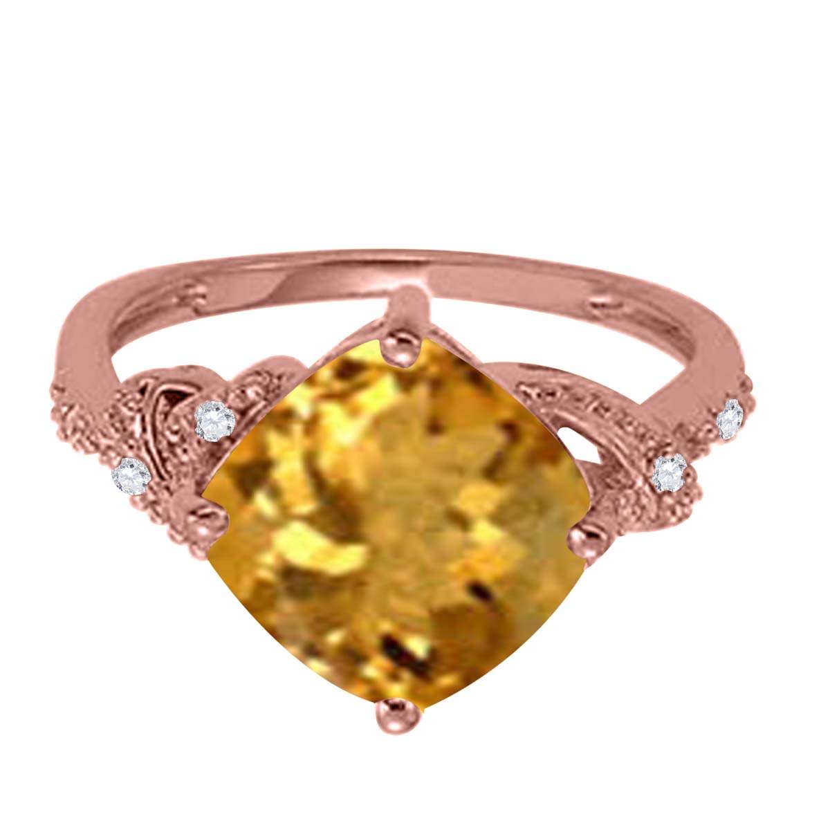 Mauli Jewels 3.28 Carat Diamond and Cushion Shaped Citrine Ring Prong 10K White Gold