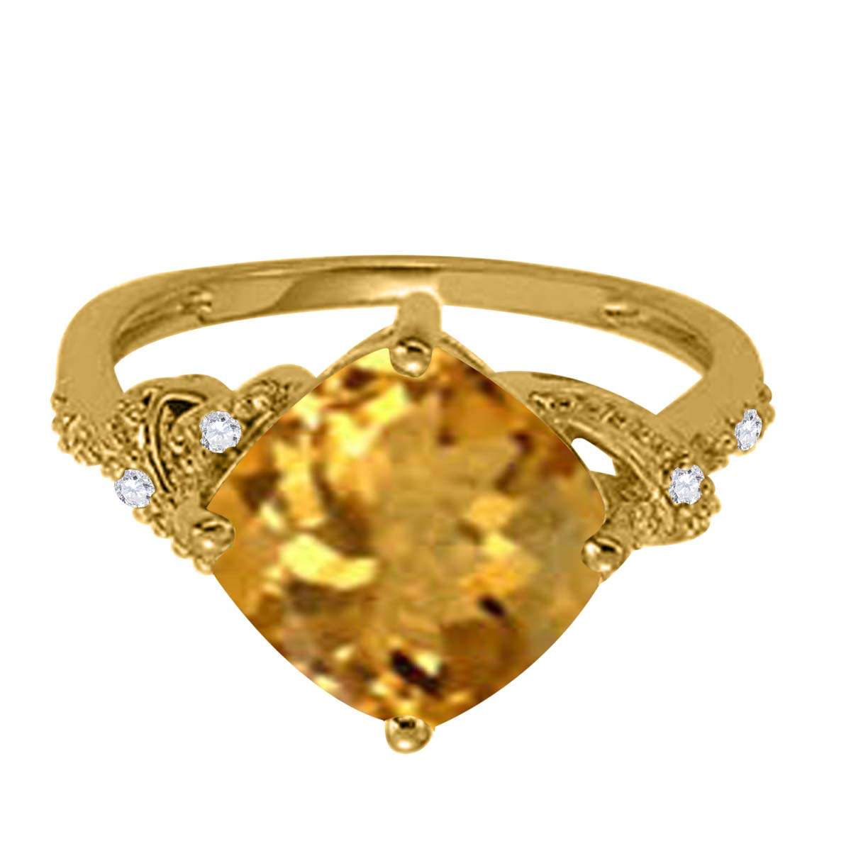 Mauli Jewels 3.28 Carat Diamond and Cushion Shaped Citrine Ring Prong 10K White Gold