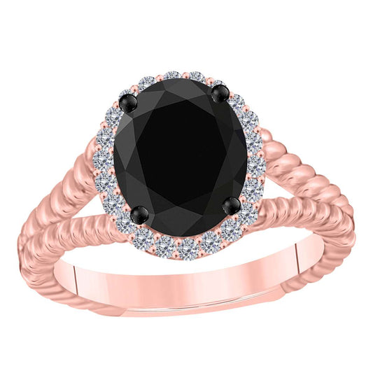 MAULIJEWELS  1.43 Carat Diamond And Oval Shaped ONYX Gemstone Rings 10K White Rose & Yellow Gold