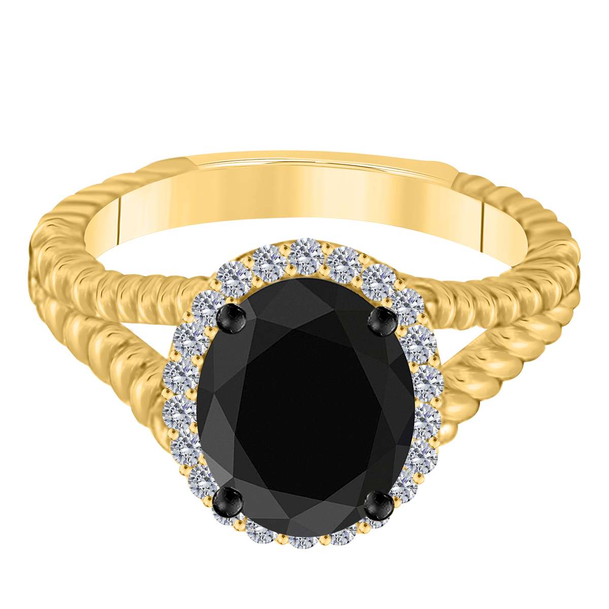 MAULIJEWELS  1.43 Carat Diamond And Oval Shaped ONYX Gemstone Rings 10K White Rose & Yellow Gold