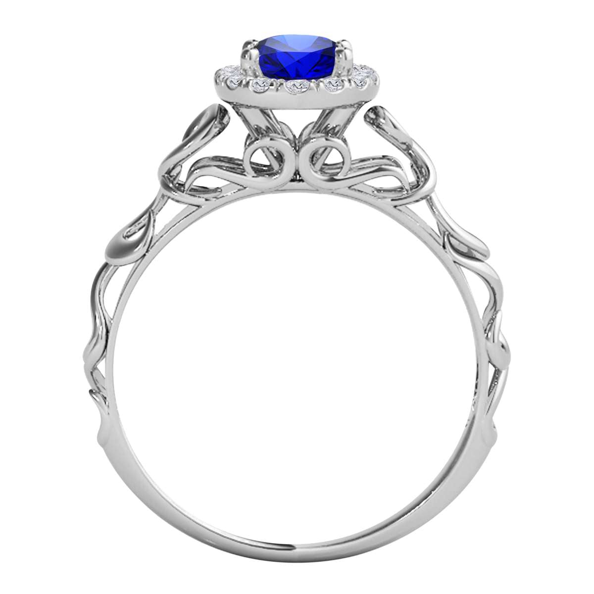 Mauli Jewels 0.90 Carat Diamond and Oval Shaped Tanzanite Gemstone Halo Ring in 14K White, Rose & Yellow Gold