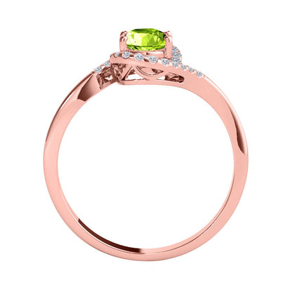 "Elegant Halo Ring: Mauli Jewels 1.0 Carat Diamond and Oval Shaped Peridot Gemstone in 14K White, Rose & Yellow Gold"