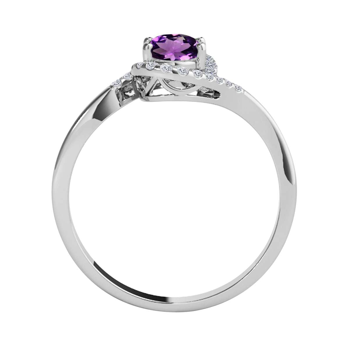 "Elegant Halo Ring: Mauli Jewels 1.0 Carat Diamond and Oval Shaped Amethyst Gemstone in 14K White, Rose & Yellow Gold"