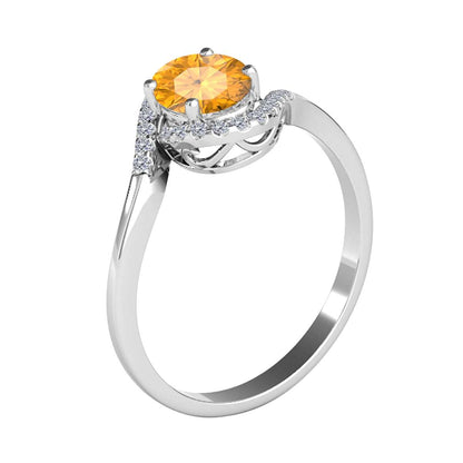 Elegant Halo Ring: 1.0 Carat Diamond and Oval-Shaped Citrine Gemstone by Mauli Jewels in 14K White, Rose & Yellow Gold