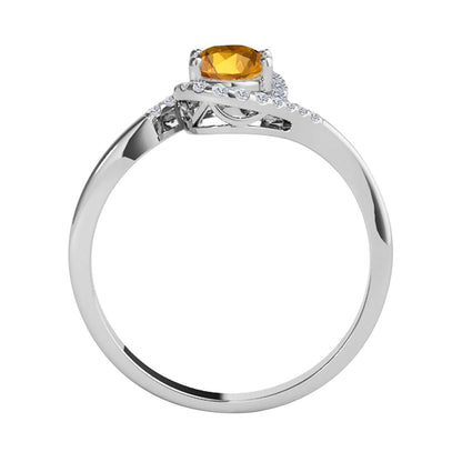 Elegant Halo Ring: 1.0 Carat Diamond and Oval-Shaped Citrine Gemstone by Mauli Jewels in 14K White, Rose & Yellow Gold