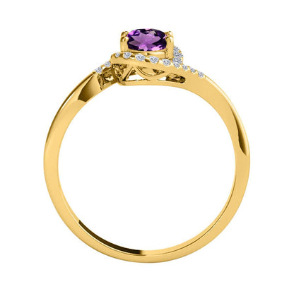 "Elegant Halo Ring: Mauli Jewels 1.0 Carat Diamond and Oval Shaped Amethyst Gemstone in 14K White, Rose & Yellow Gold"