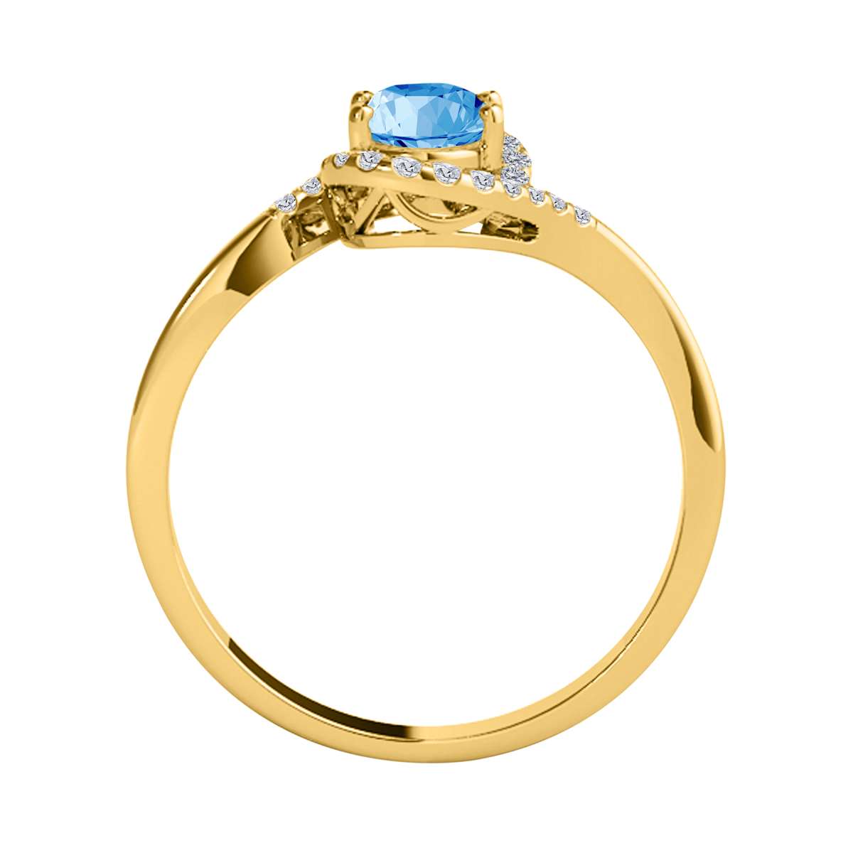 "Elegant Halo Ring: Mauli Jewels 1.0 Carat Diamond and Oval Shaped Blue-Topaz Gemstone in 14K White, Rose & Yellow Gold"