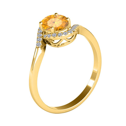 Elegant Halo Ring: 1.0 Carat Diamond and Oval-Shaped Citrine Gemstone by Mauli Jewels in 14K White, Rose & Yellow Gold