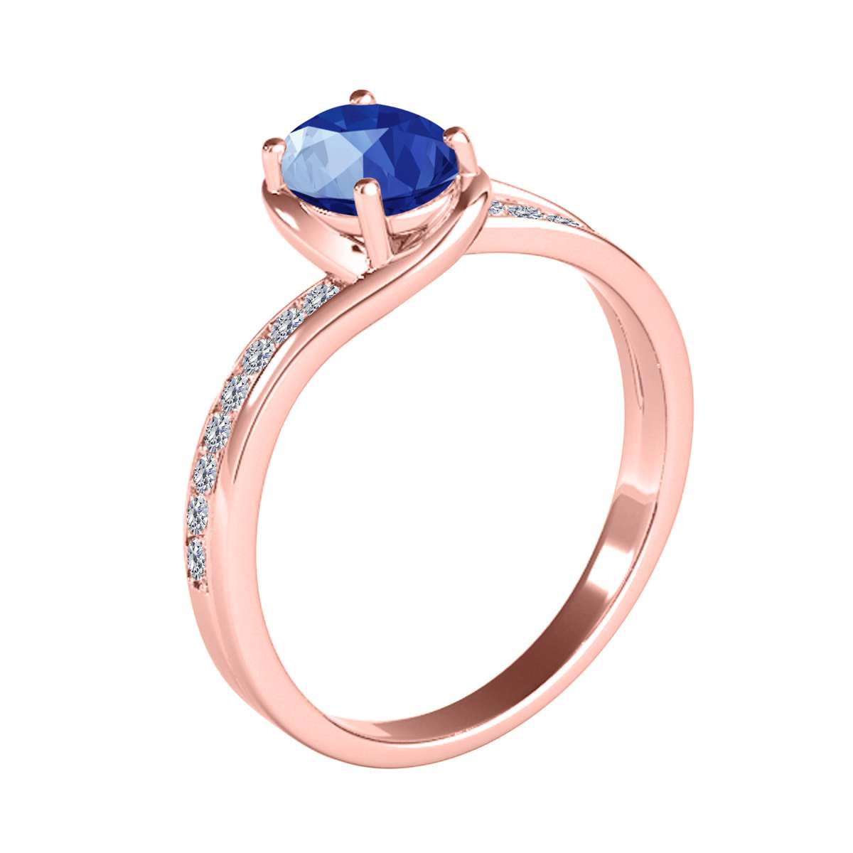 Wave-Inspired Beauty: Mauli Jewels 0.95 Carat Oval Shape Sapphire & Round White Diamond Gemstone Ring in Prong-Setting 14K White, Yellow, and Rose Gold