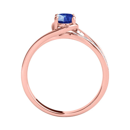 Wave-Inspired Beauty: Mauli Jewels 0.95 Carat Oval Shape Sapphire & Round White Diamond Gemstone Ring in Prong-Setting 14K White, Yellow, and Rose Gold