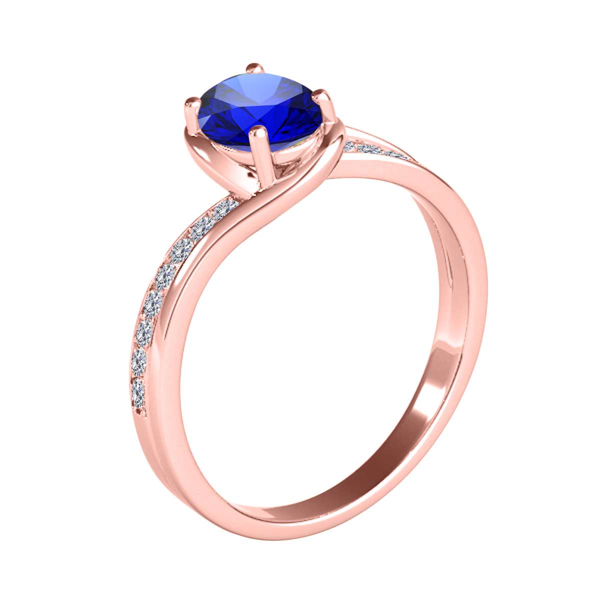 Wave-Inspired Elegance: MauliJewels 0.95 Carat Oval Tanzanite & Round White Diamond Ring in 14K White, Yellow, and Rose Gold