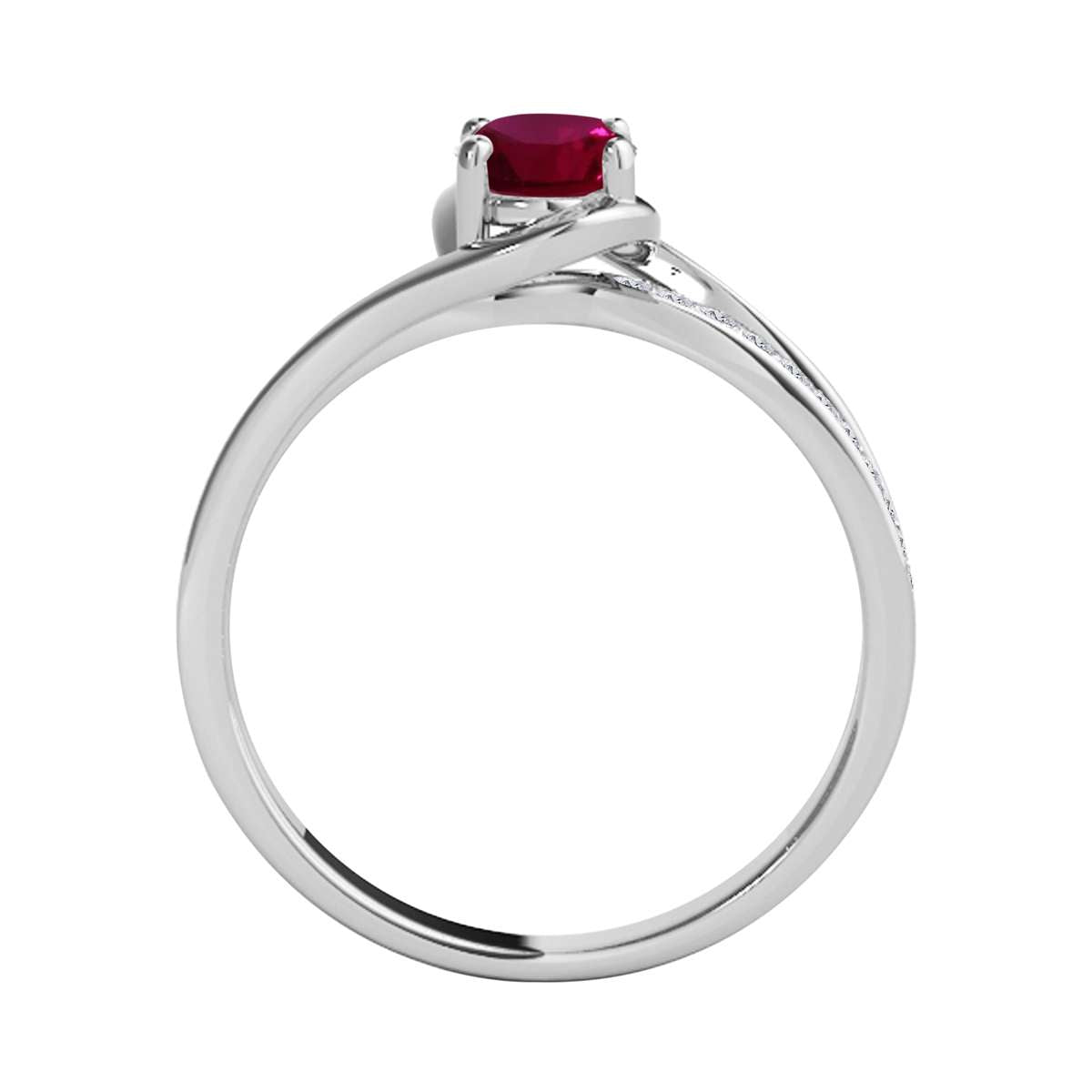 Wave-Inspired Beauty: Maulijewels 0.95 Carat Oval Shape Ruby & Round White Diamond Gemstone Ring in Prong-Setting 14K White,Yellow and Rose Gold