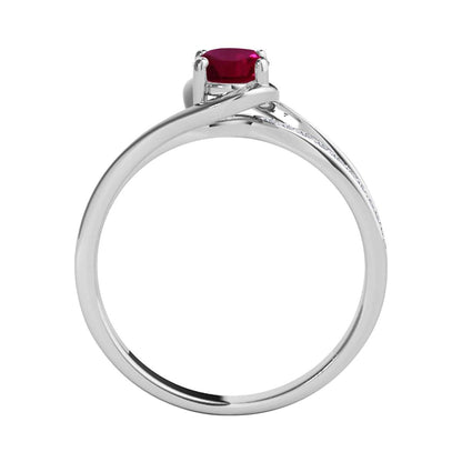 Wave-Inspired Beauty: Maulijewels 0.95 Carat Oval Shape Ruby & Round White Diamond Gemstone Ring in Prong-Setting 14K White,Yellow and Rose Gold