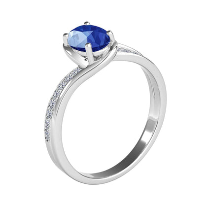 Wave-Inspired Beauty: Mauli Jewels 0.95 Carat Oval Shape Sapphire & Round White Diamond Gemstone Ring in Prong-Setting 14K White, Yellow, and Rose Gold