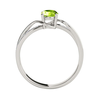 Maulijewels 1.40 Carat Oval Shape Peridot  & Round White Diamond Gemstone Ring with an Enchanting Split Shank Design in Prong-Setting 14K White, Yellow, and Rose Gold