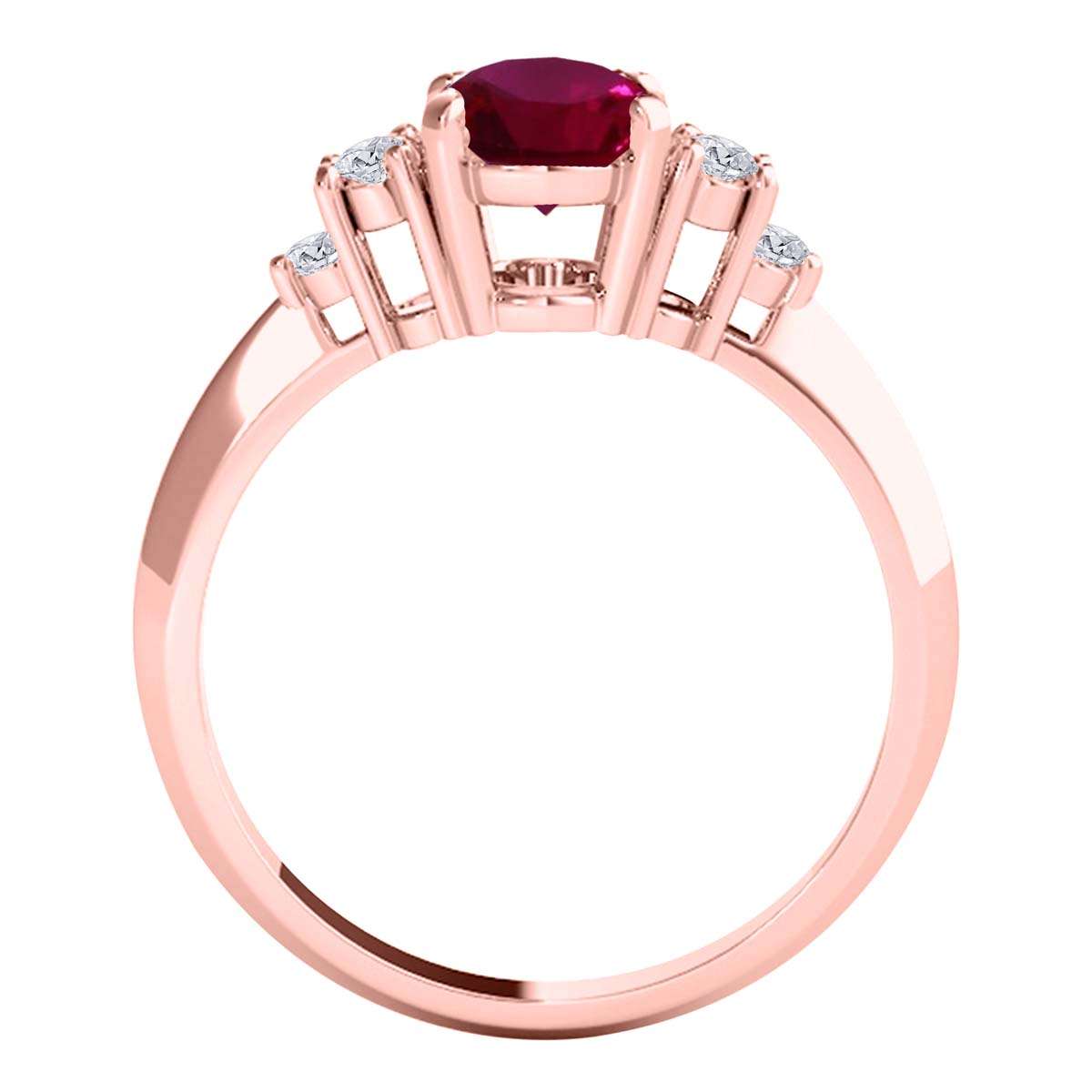 Mauli Jewels: Exquisite 1.05 Carat Oval Shape Ruby & Round White Diamond Gemstone Ring with Prong-Setting Design in 10K White, Yellow, and Rose Gold