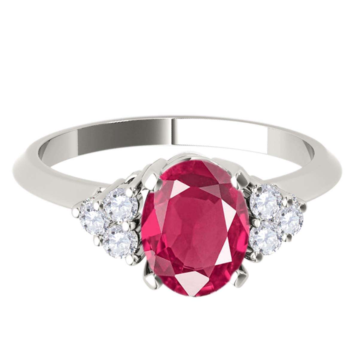 Mauli Jewels: Exquisite 1.05 Carat Oval Shape Ruby & Round White Diamond Gemstone Ring with Prong-Setting Design in 10K White, Yellow, and Rose Gold