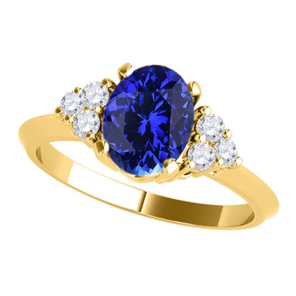 Mauli Jewels: Exquisite 1.05 Carat Oval Shape Tanzanite & Round White Diamond Gemstone Ring with Prong-Setting Design in 10K White, Yellow, and Rose Gold