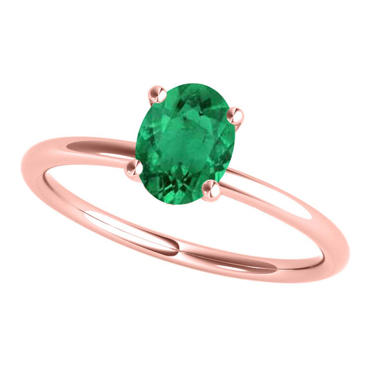 Mauli Jewels 1.75 Carat Oval Shape Emerald Gemstone Solitaire Ring in 14K White, Yellow, and Rose Gold