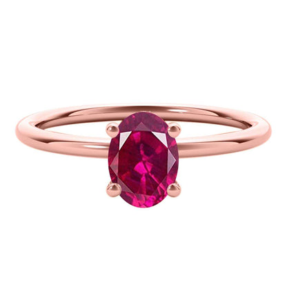 Mauli Jewels 1.75 Carat Oval Shape Ruby Gemstone Solitaire Ring in 14K White, Yellow, and Rose Gold