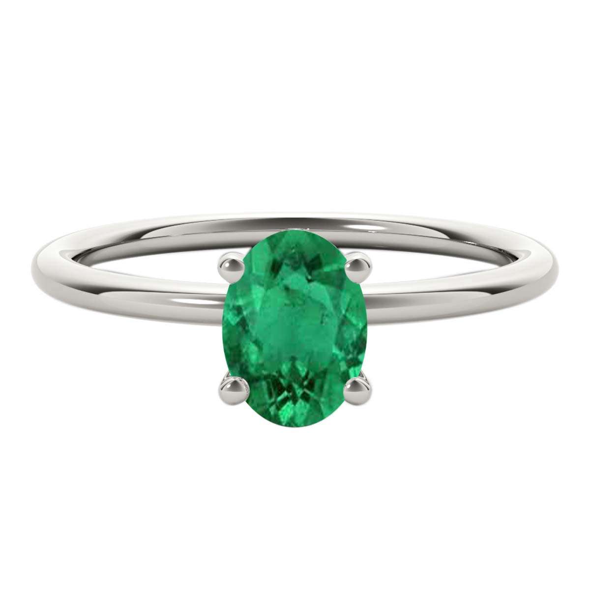 Mauli Jewels 1.75 Carat Oval Shape Emerald Gemstone Solitaire Ring in 14K White, Yellow, and Rose Gold