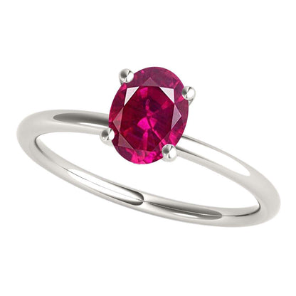 Mauli Jewels 1.75 Carat Oval Shape Ruby Gemstone Solitaire Ring in 14K White, Yellow, and Rose Gold