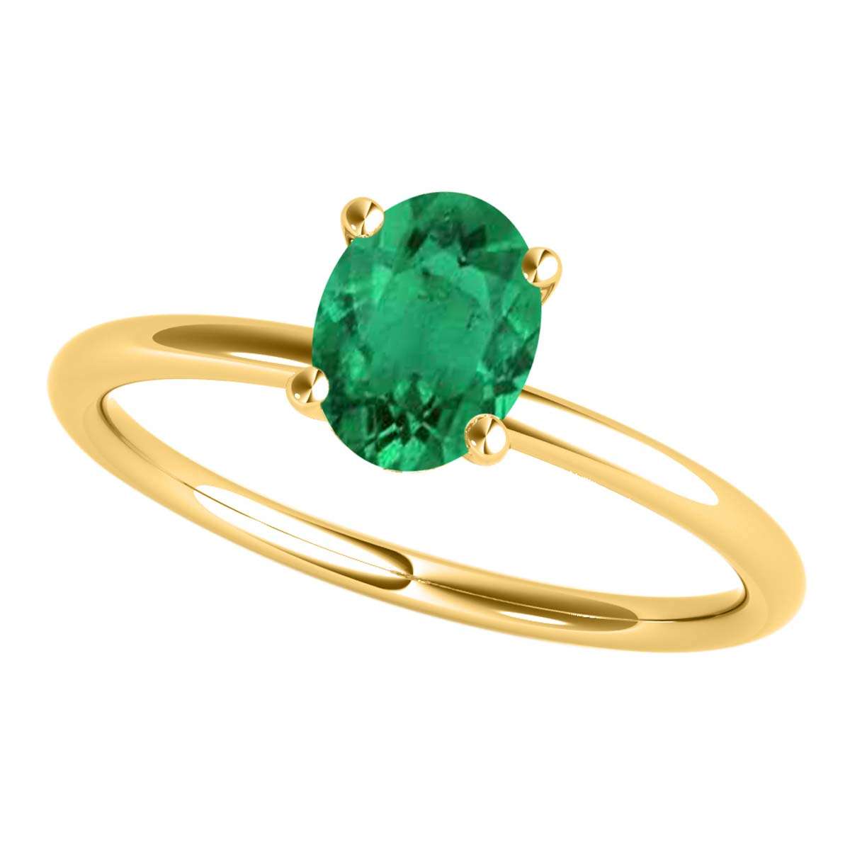 Mauli Jewels 1.75 Carat Oval Shape Emerald Gemstone Solitaire Ring in 14K White, Yellow, and Rose Gold