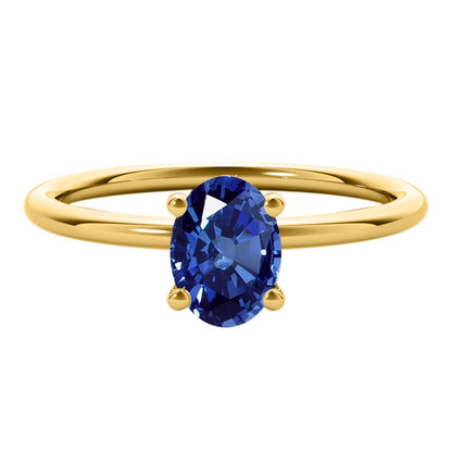 Mauli Jewels 1.75 Carat Oval Shape Sapphire Gemstone Solitaire Ring in 14K White, Yellow, and Rose Gold